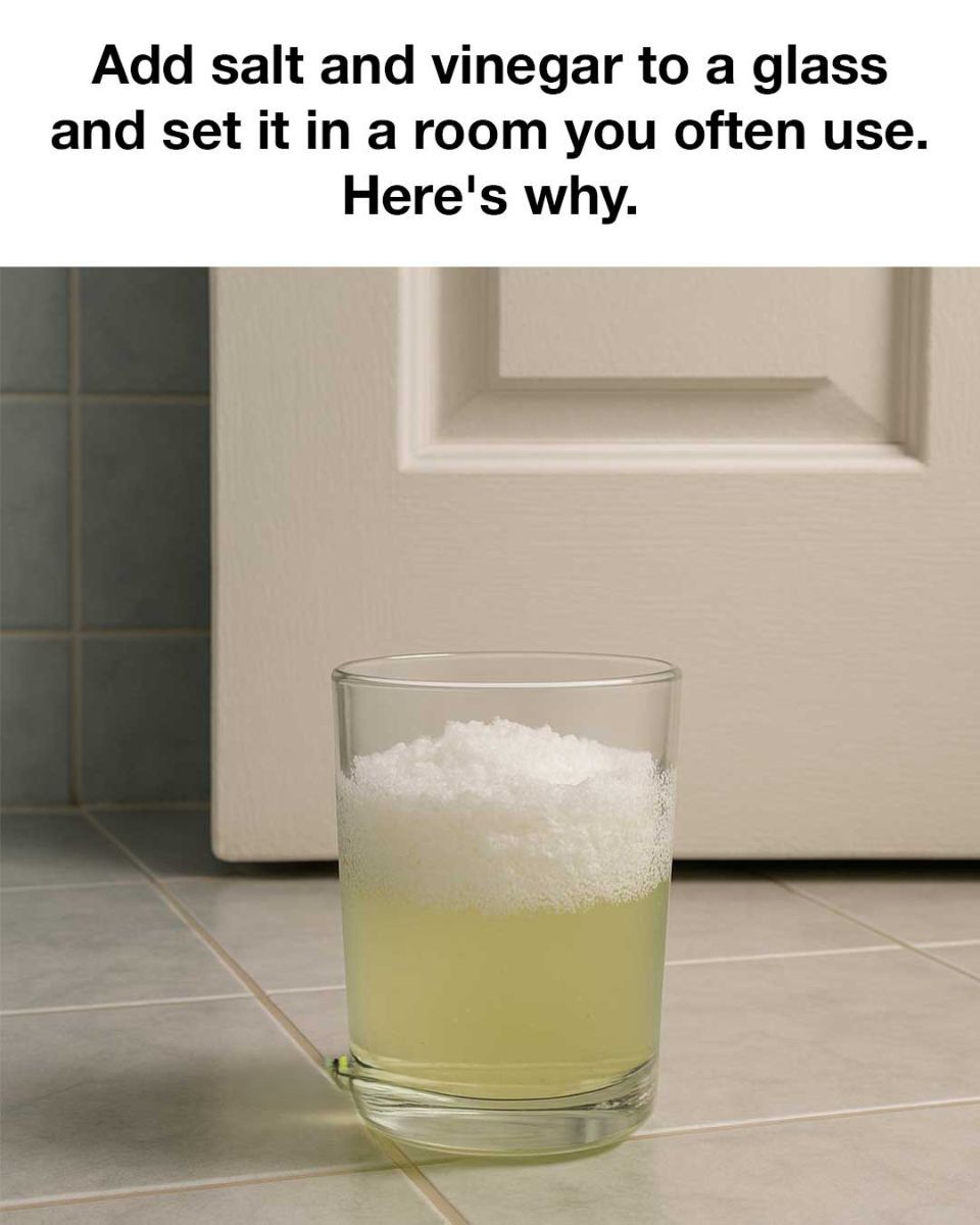Dodaj sól i ocet do szklanki i postaw ją w pomieszczeniu, z którego często korzystasz – oto dlaczego