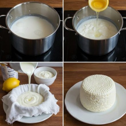 Ser domowy zrobiony z 1 litra mleka, połowy cytryny i 1 jogurtu