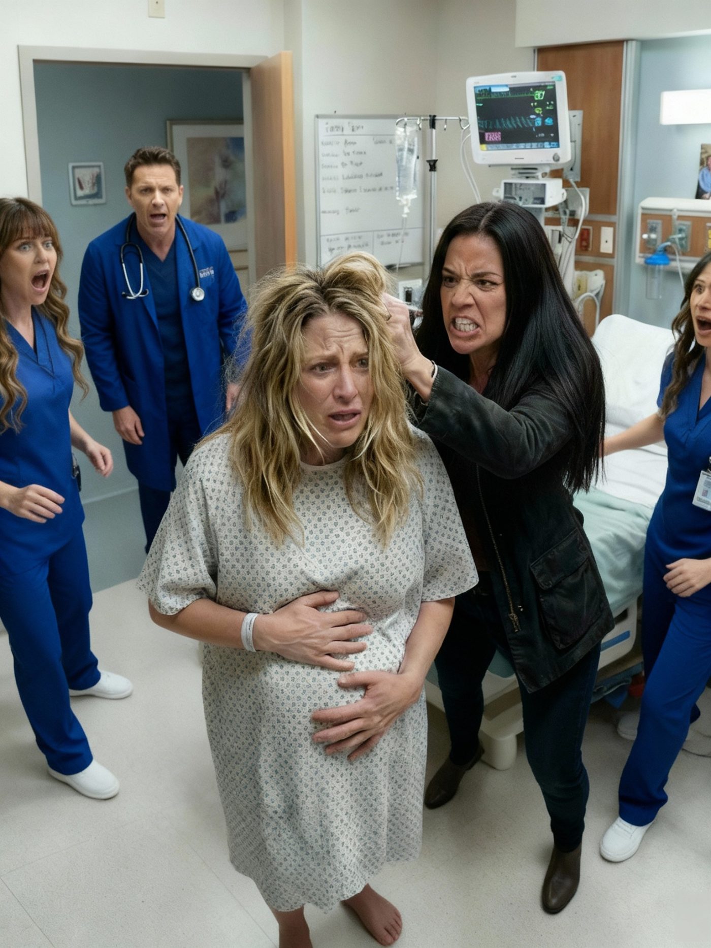 Gdy leżałam w szpitalnym łóżku, trzymając jedną rękę na moim ciężarnym brzuchu, ona wpadła i syknęła: „Myślisz, że noszenie jego dziecka czyni cię nietykalną?”. Zanim zdążyłam krzyknąć, złapała mnie za włosy i popchnęła na ziemię.