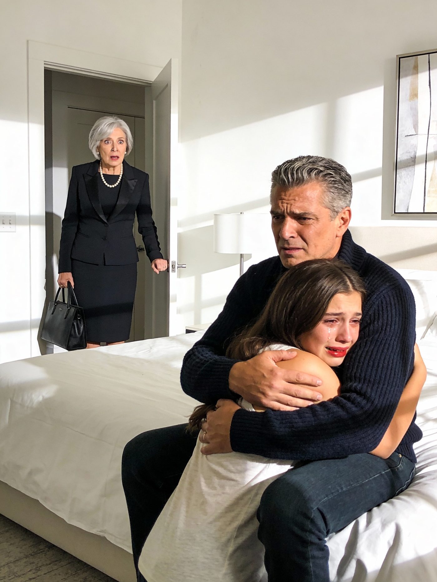 Wróciłam do domu wcześniej niż zwykle i zastałam mojego męża siedzącego z dziewczyną mojego syna — a kiedy szepnęła: „Muszę ci coś powiedzieć”, zdałam sobie sprawę, że ten poranek całkowicie zmieni wszystko, co myślałam, że wiem o swojej rodzinie.