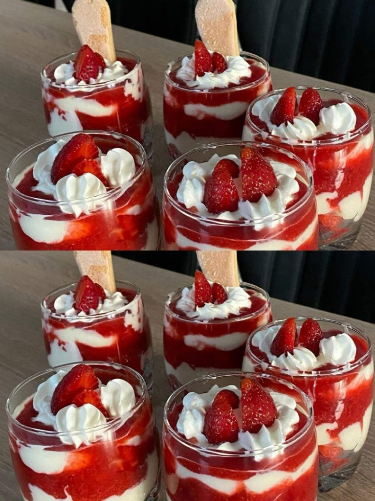 Przepis na krem ​​z białej czekolady, mascarpone i truskawkowego kremu – bardzo pyszny, lekki deser, prosty i szybki