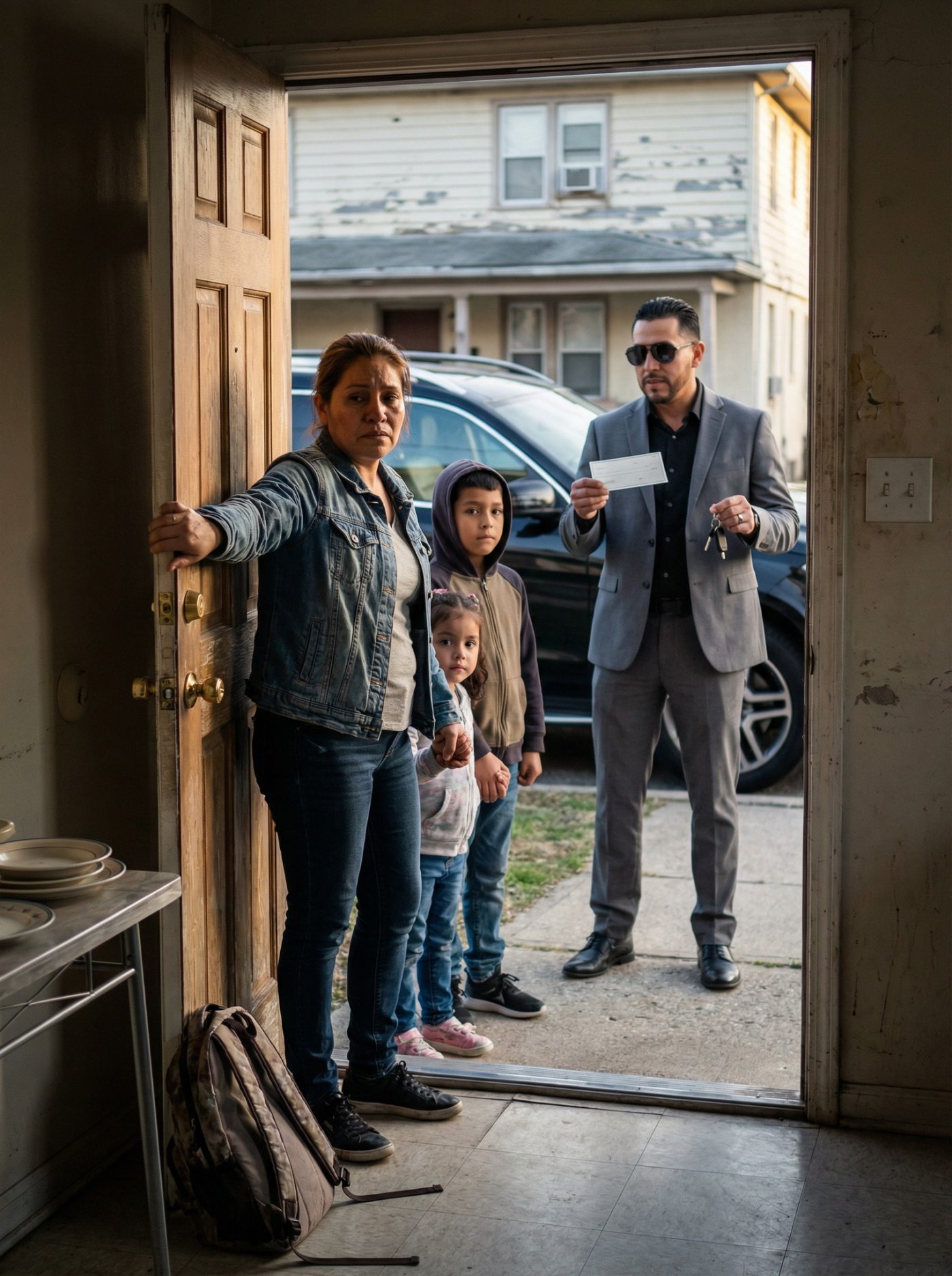 I raised my late sister’s three children for five years—working nights, selling food at dawn, and giving up my own future so they would never feel abandoned. Then, one Sunday, their father returned in a black SUV, dripping with wealth and arrogance, waving a blank check like love could be “paid back.” He promised mansions, pools, and everything money can buy—then demanded I hand the kids over. I thought I was about to lose them… until my 12-year-old nephew looked him in the eyes and said the words that shattered a billionaire’s pride: “We’d rather live poor with the one who never left. You’re not our dad—you’re just our donor.”